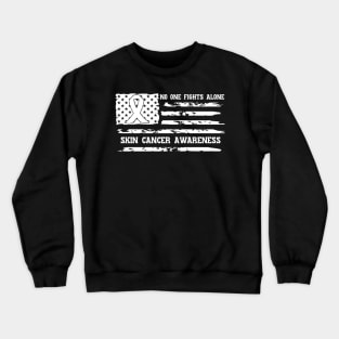 No One Fights Alone Skin Cancer Awareness Crewneck Sweatshirt